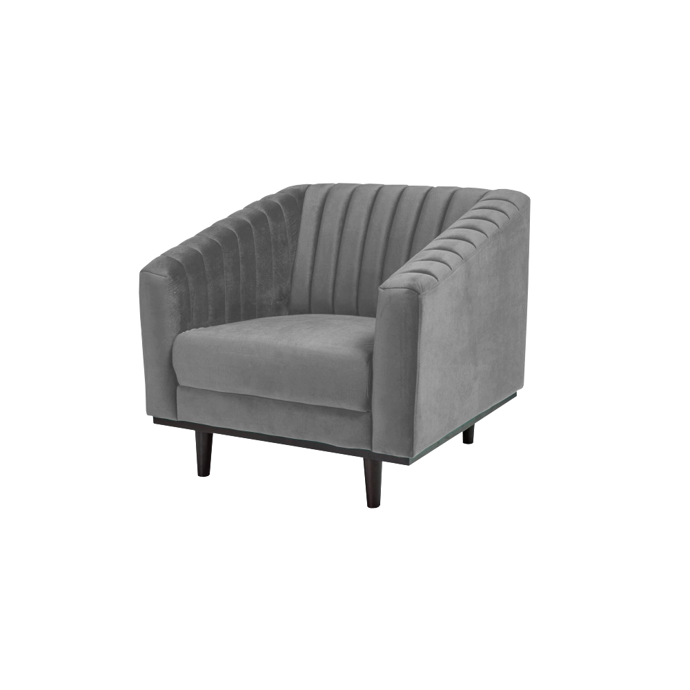 Fotel Stigby szary aksamitny