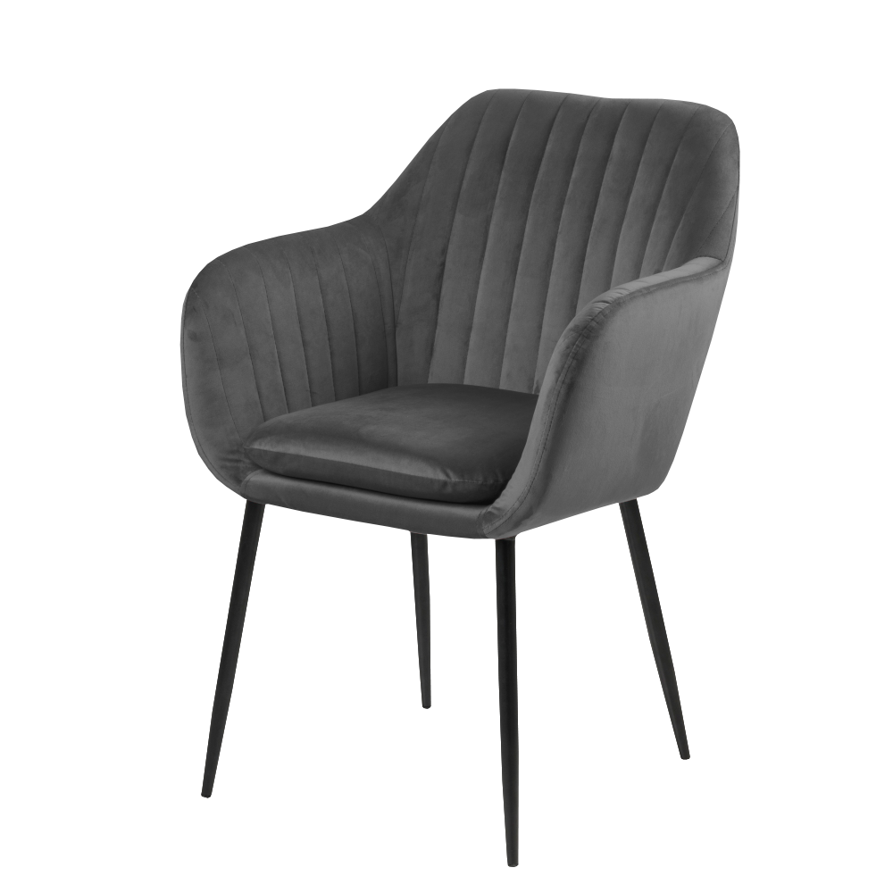 Krzesło tapicerowane Elidi szare ciemne na metalowych nogach