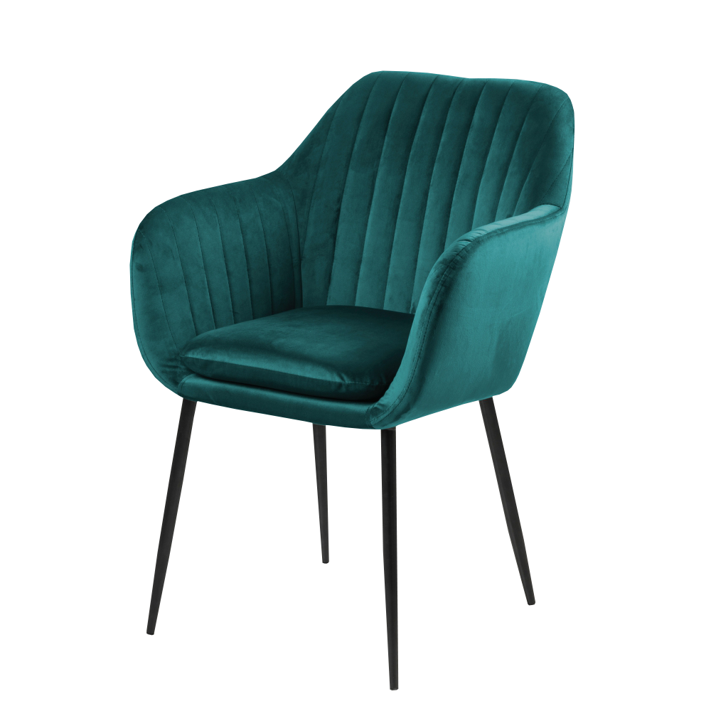 Krzesło tapicerowane Elidi butelkowa zieleń na metalowej podstawie