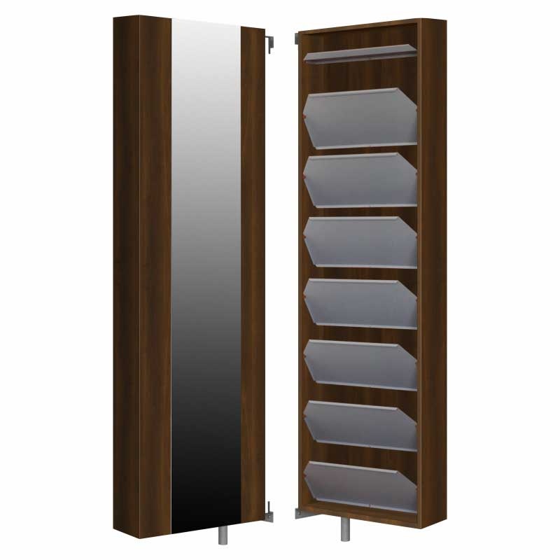 Szafa obrotowa Slim wąska buciarka z lustrem wąska orzech - zdjęcie 1