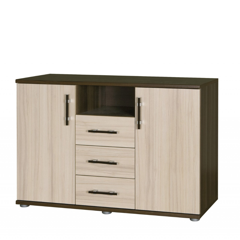 Komoda Martan dwudrzwiowa z trzema szufladami niska