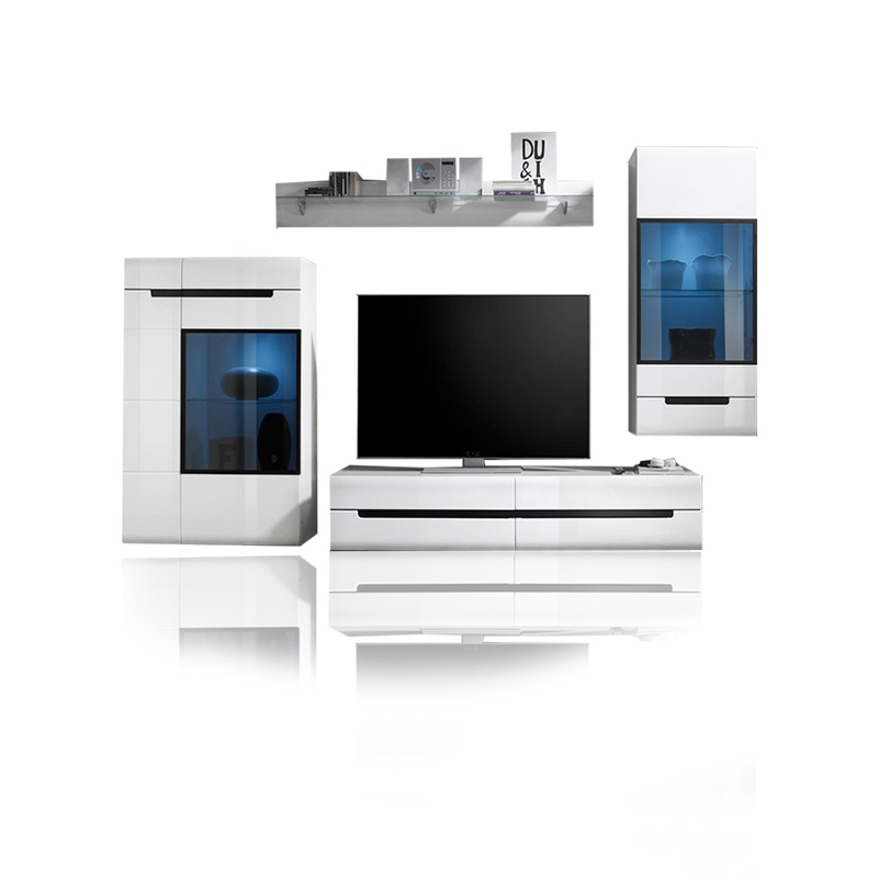 Meblościanka Kanopus z witryną i komodą biała - zdjęcie 1