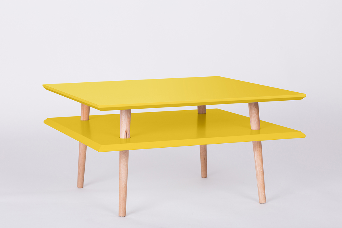 Stolik Square kwadratowy 68x68 cm niski Żółty - zdjęcie 1