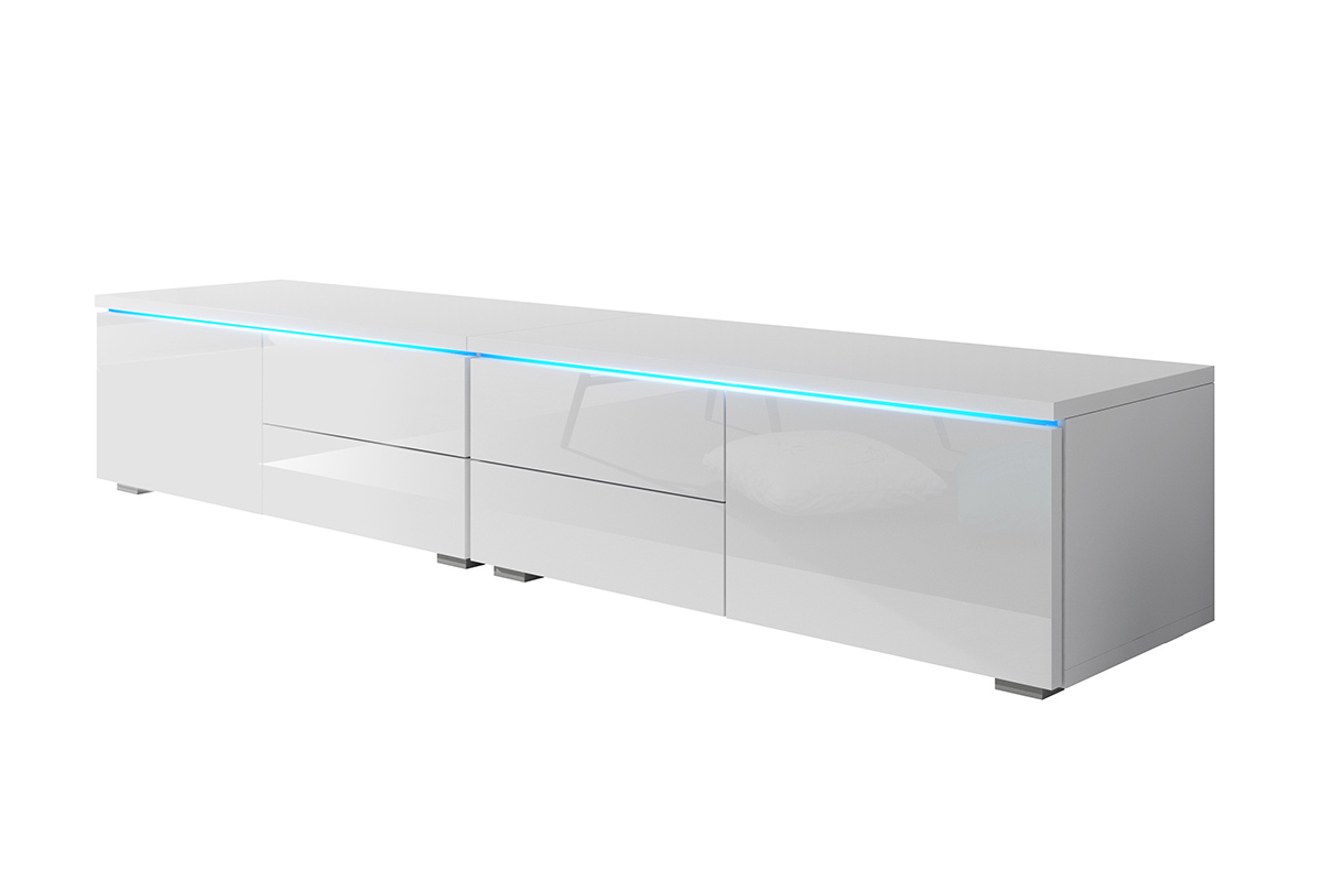 Szafka RTV Luvitca Dualle Biały mat / Biały połysk - zdjęcie 1