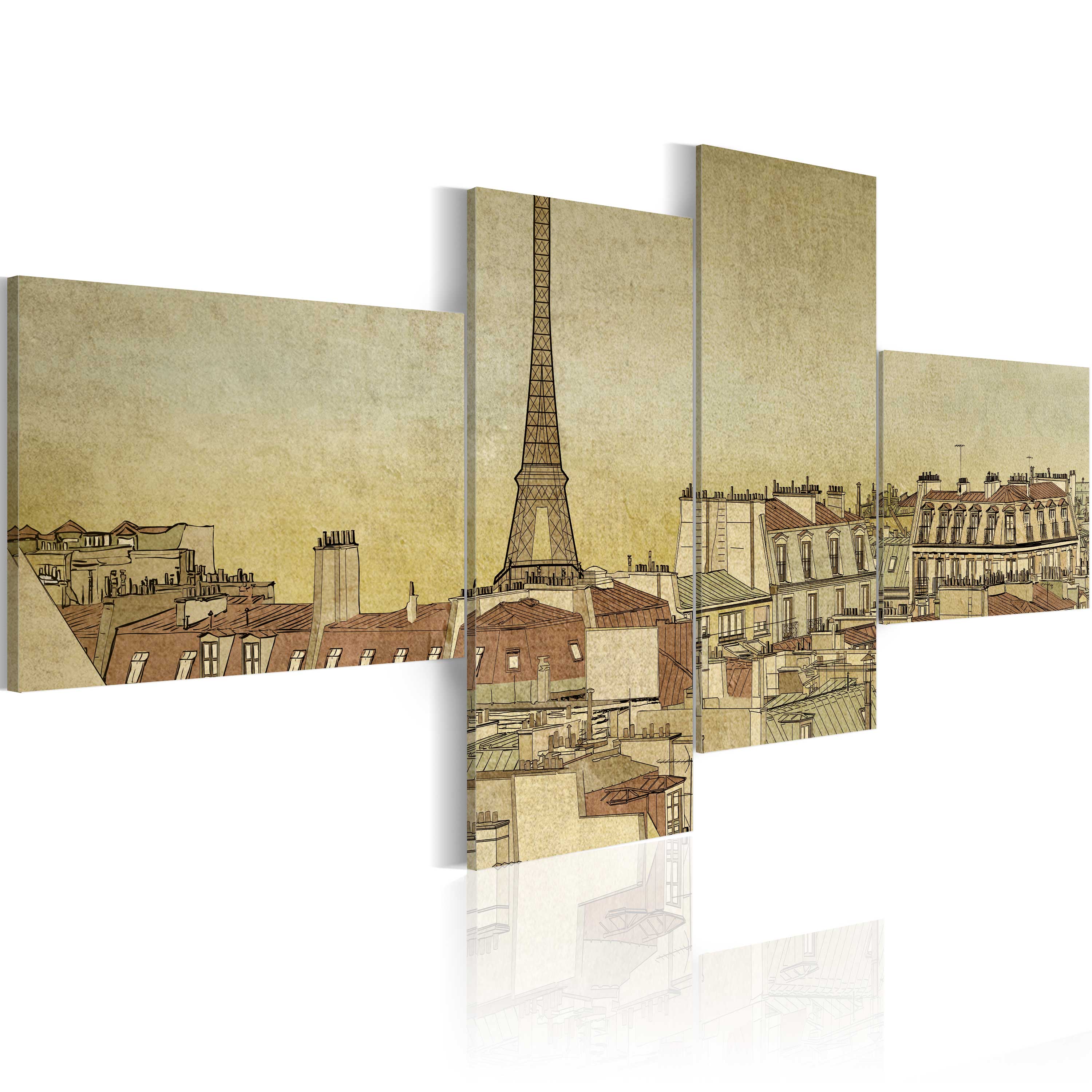 Paris In Retro Style 4 Piece Canvas Print 100x45 cm - zdjęcie 1
