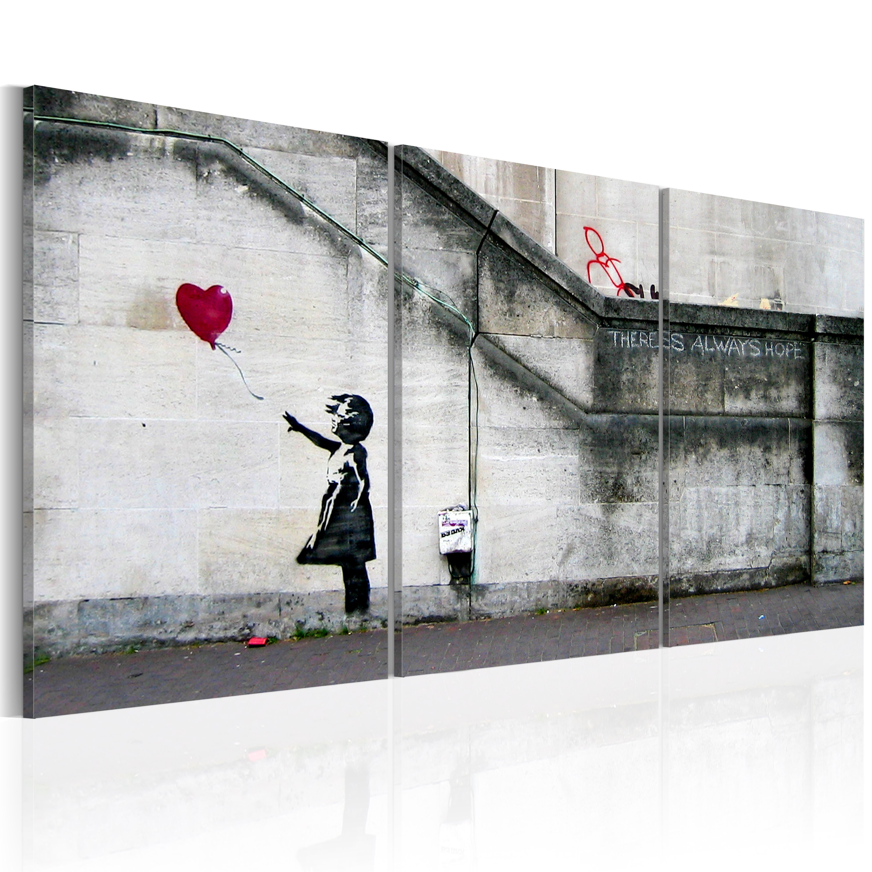 Obraz - Zawsze jest nadzieja (Banksy) - tryptyk 120x60 cm - zdjęcie 1