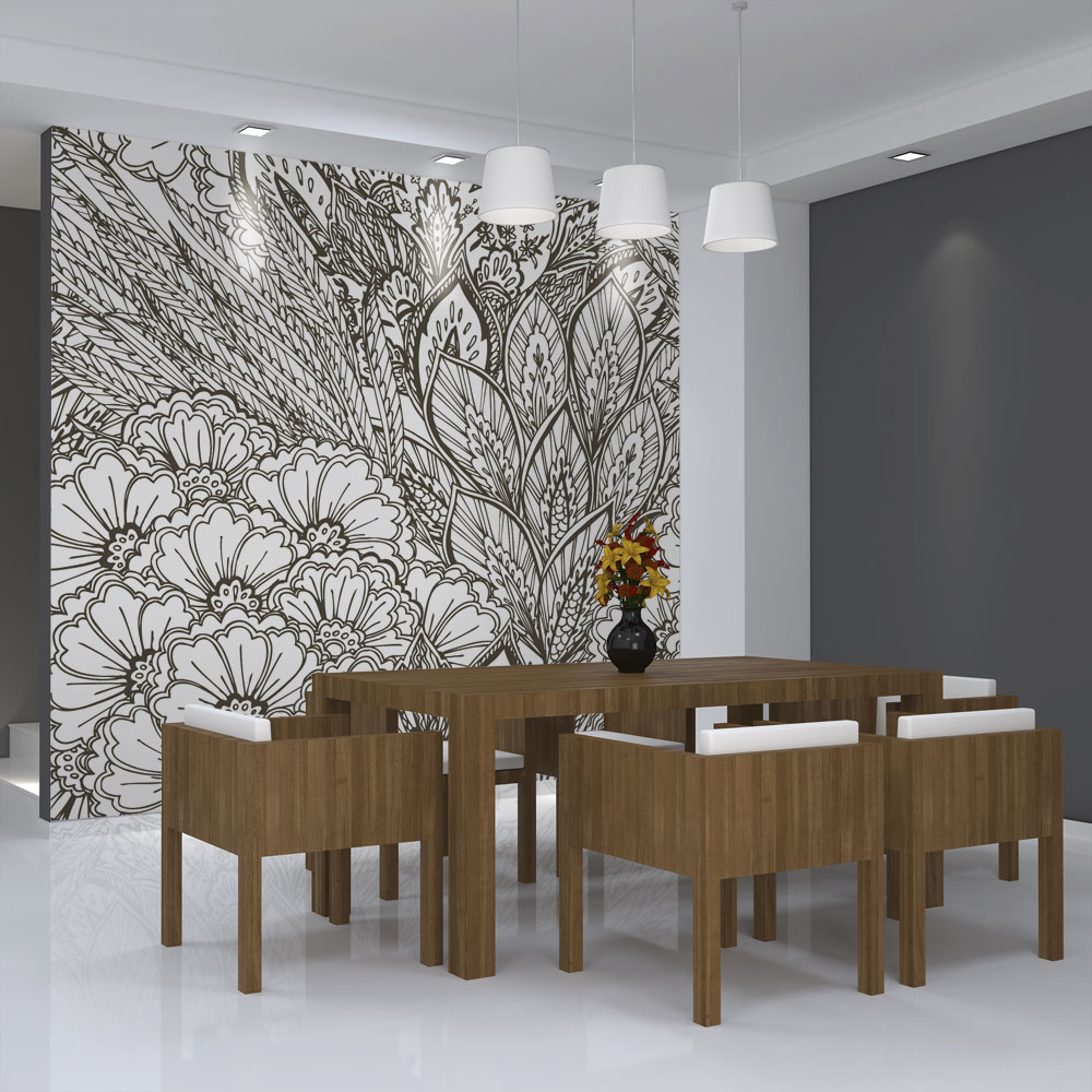 Fototapeta łąka (czarno-biały) - zdjęcie 1