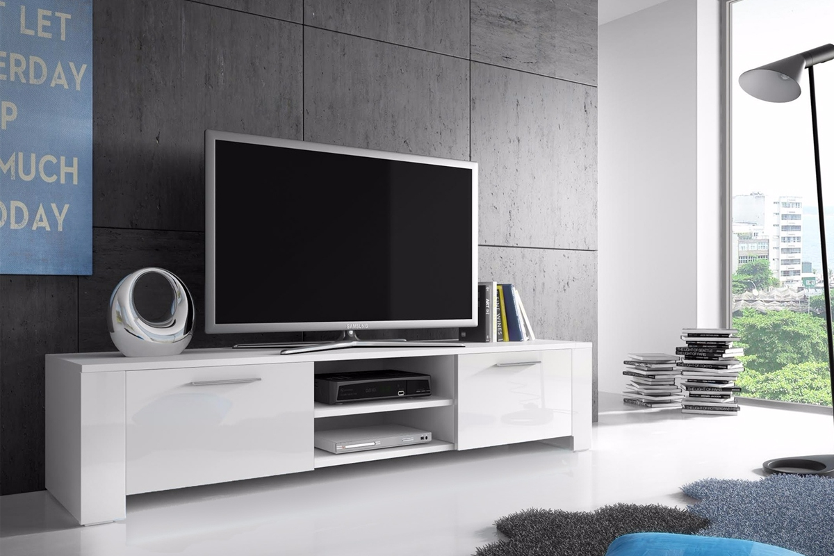 Szafka RTV Goallen Biały mat / Biały połysk  - zdjęcie 1