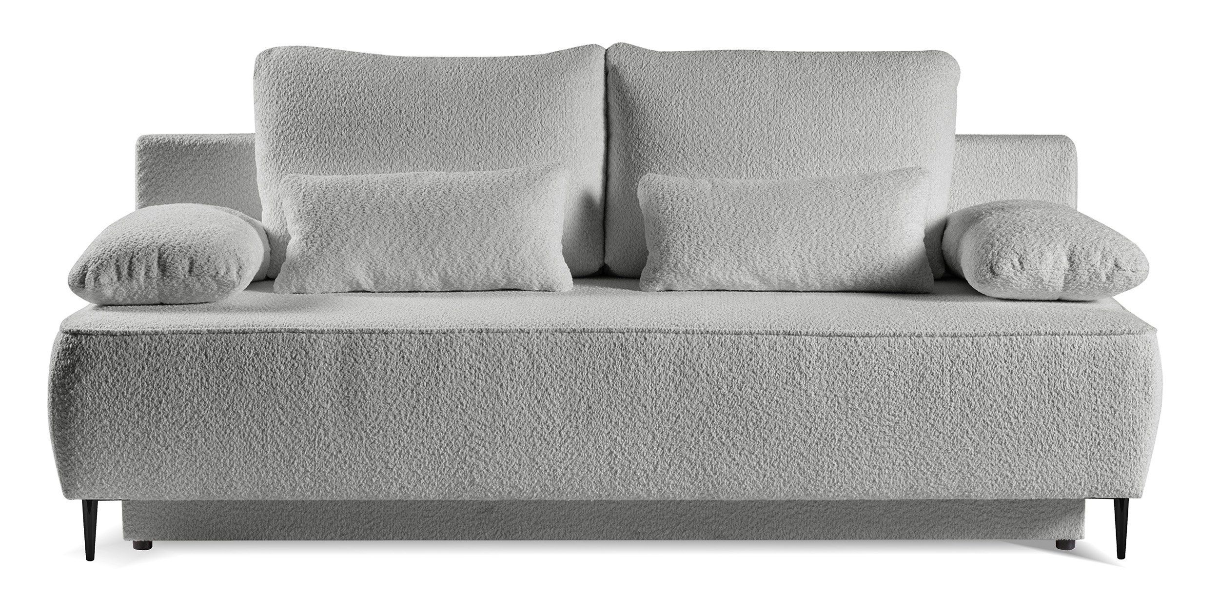 Kanapa rozkładana trzyosobowa Firuze z pojemnikiem szara boucle czarne nóżki - zdjęcie 1