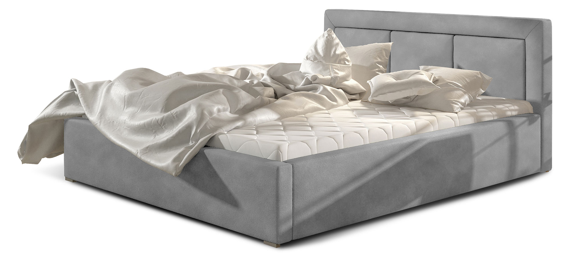 Łóżko tapicerowane Pritoka 180x200 cm z pojemnikiem szare - zdjęcie 1
