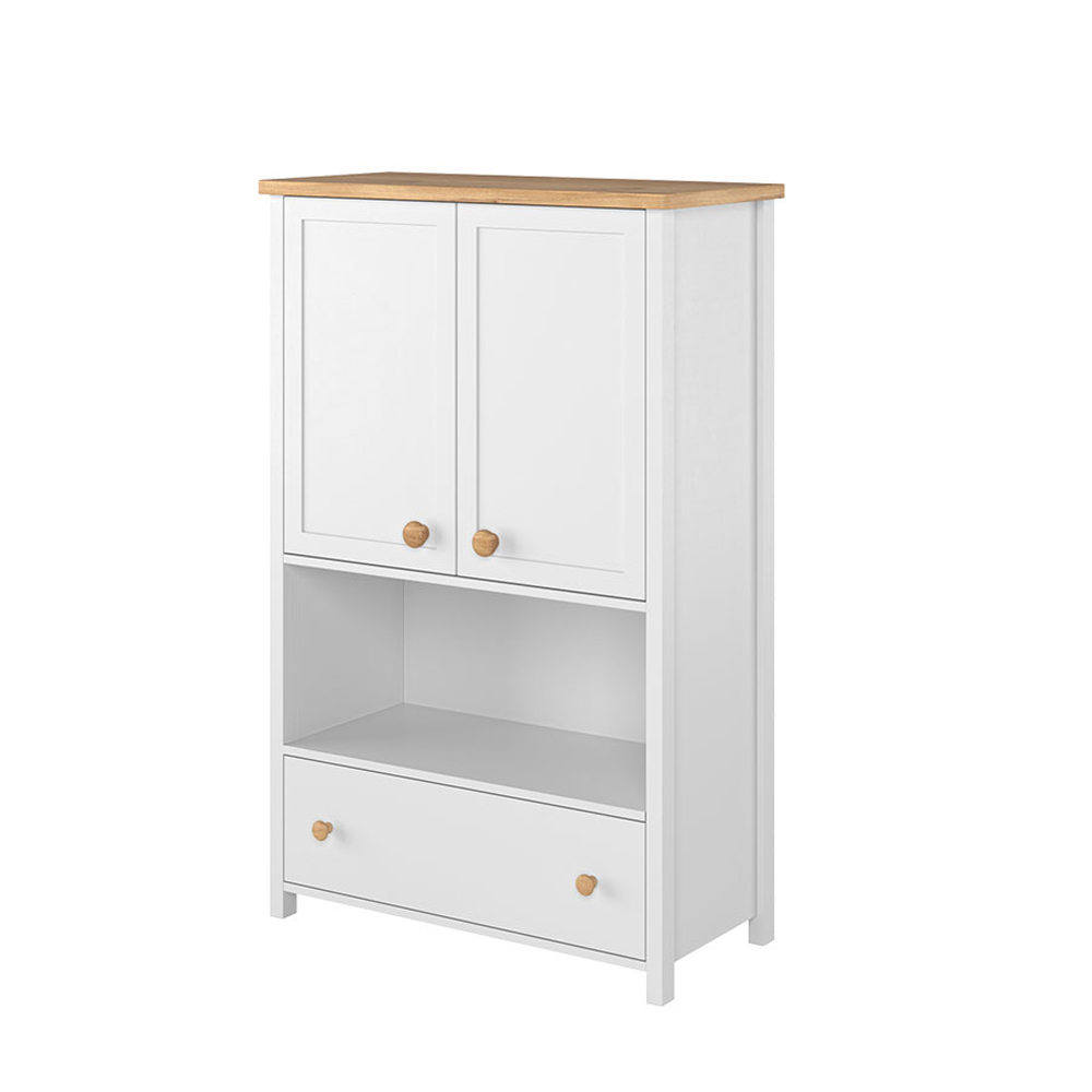 Komoda z szufladą Story 131 cm biała - dąb nash - zdjęcie 4