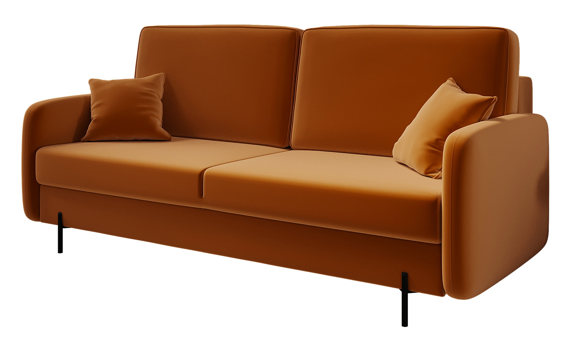 Kanapa rozkładana trzyosobowa Solferina z pojemnikiem miedziana welur - zdjęcie 1