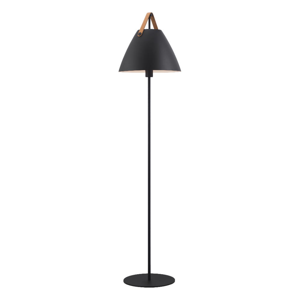 Lampa podłogowa Strap 153,7 cm czarna ze skórzanym paskiem - zdjęcie 1