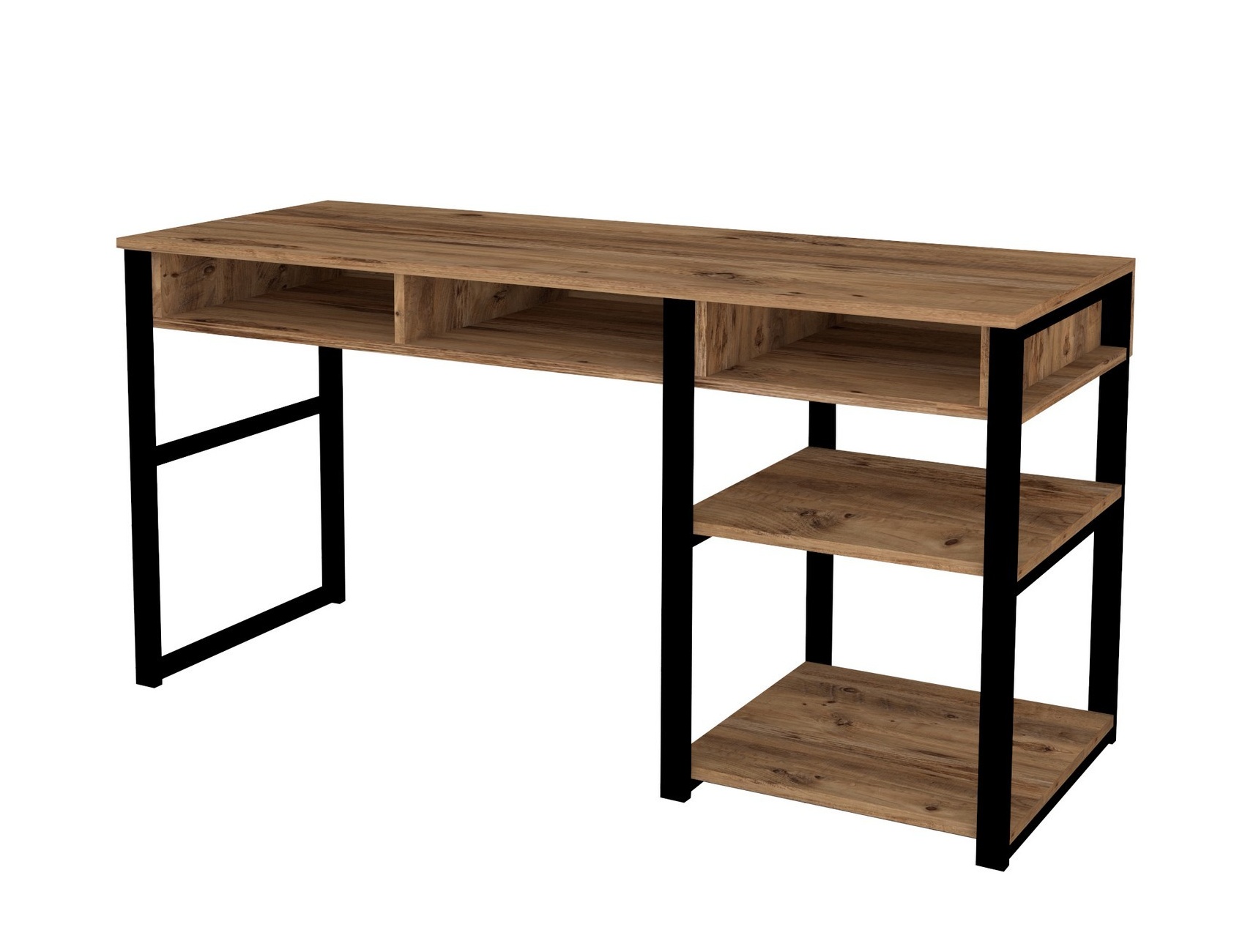 Biurko Revisir 150x58 cm z półkami orzech - zdjęcie 1