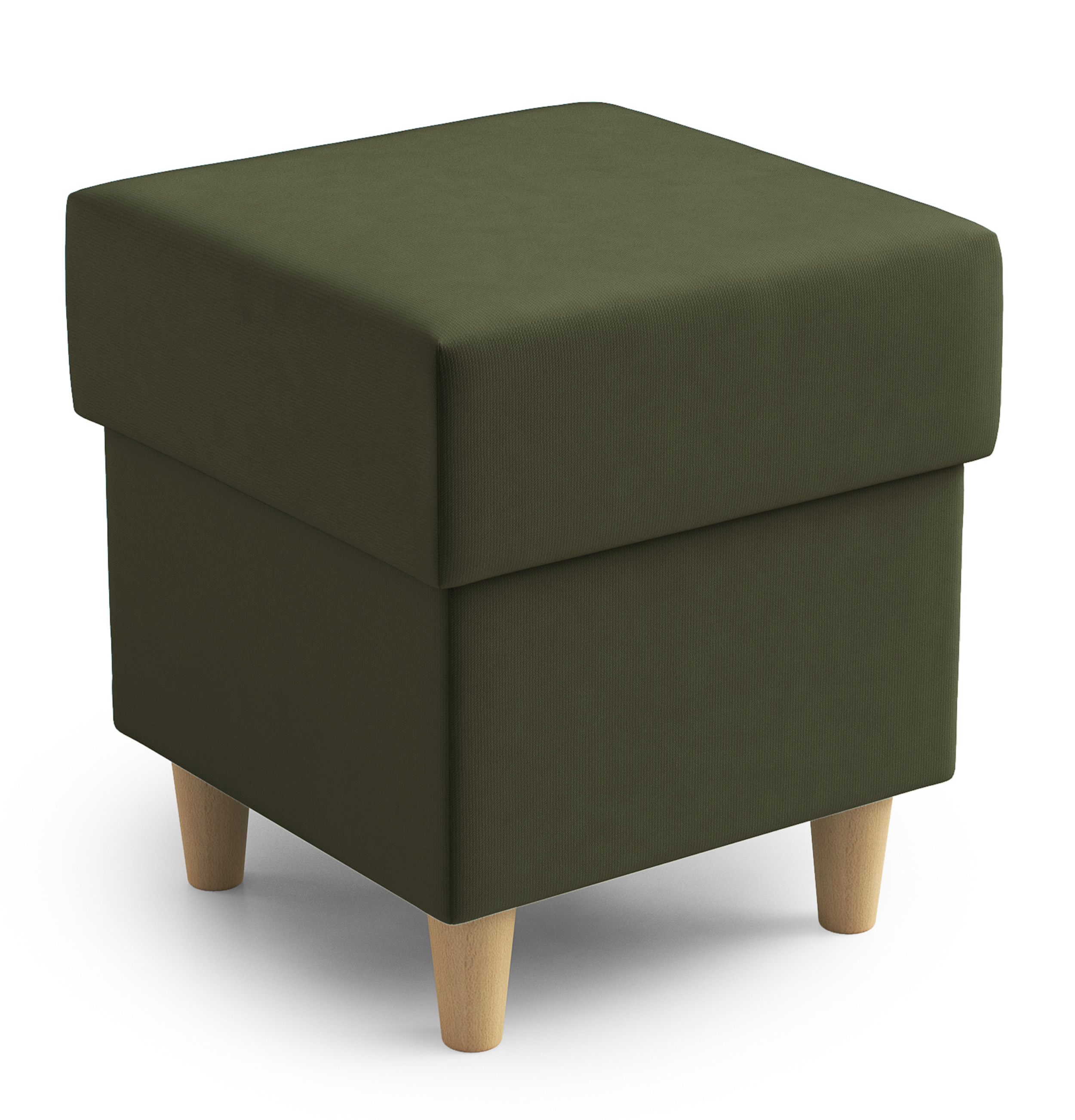 Pufa na drewnianych nóżkach Hotlinds Mini oliwkowa welur - zdjęcie 1