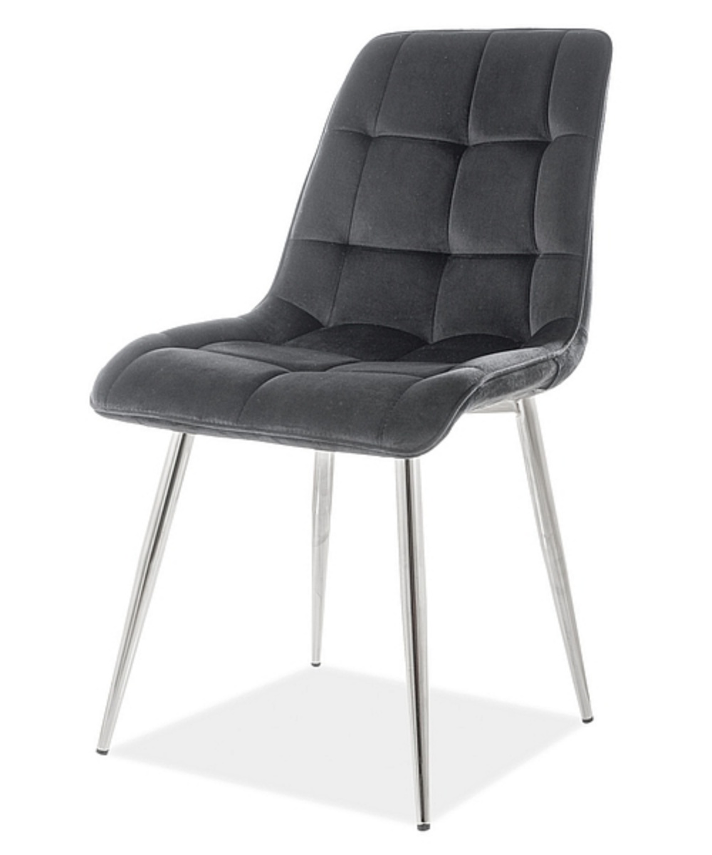 Krzesło tapicerowane Briare ciemnoszare na srebrnych nóżkach