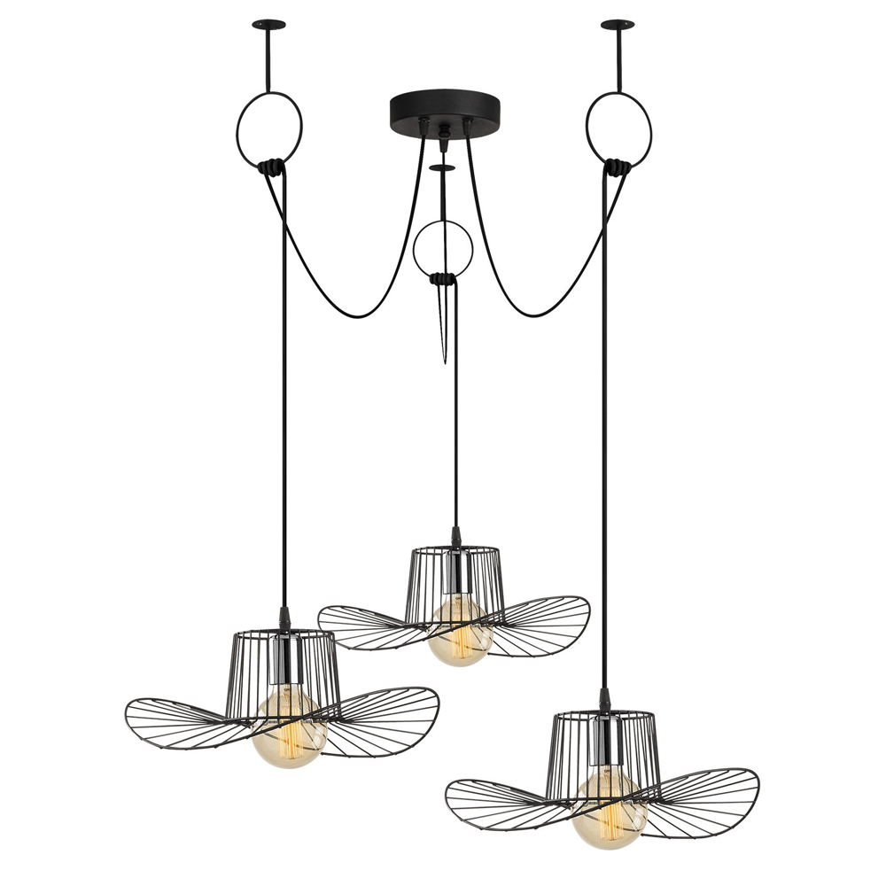 Żyrandol Solanum x3 w kształcie kapelusza czarny - zdjęcie 1