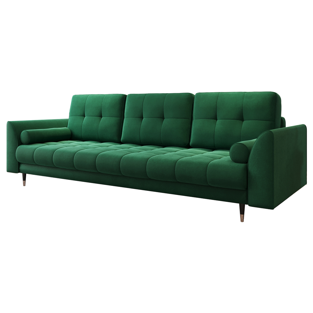 Kanapa rozkładana trzyosobowa Agriano z pojemnikiem szmaragdowa - zdjęcie 1