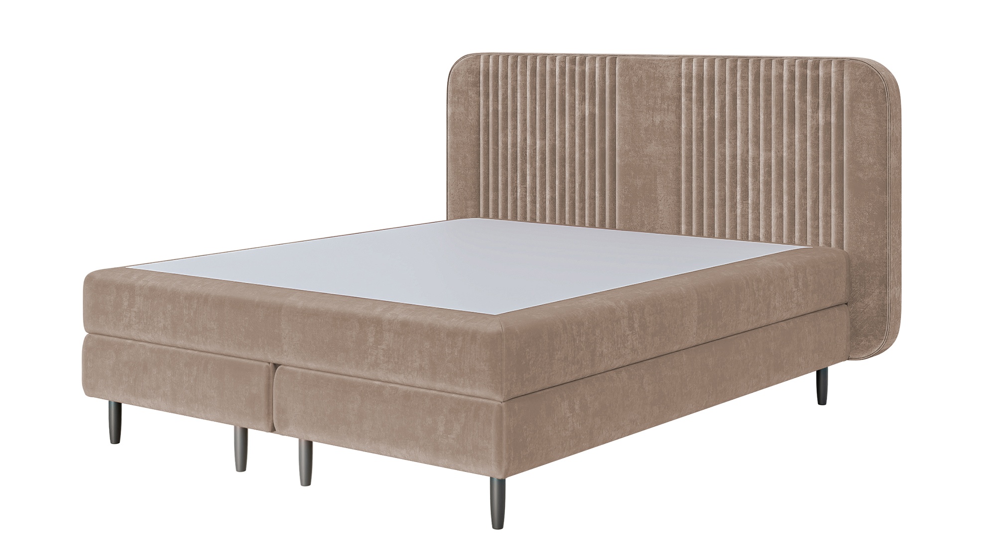 Łóżko kontynentalne 160x200 cm Palmori beżowe welur hydrofobowy - zdjęcie 1