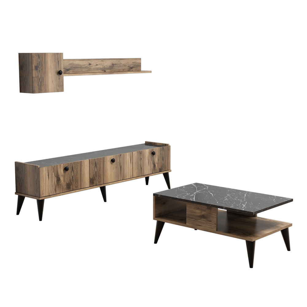 Meblościanka Lidoja orzech/czarny marur - zdjęcie 1