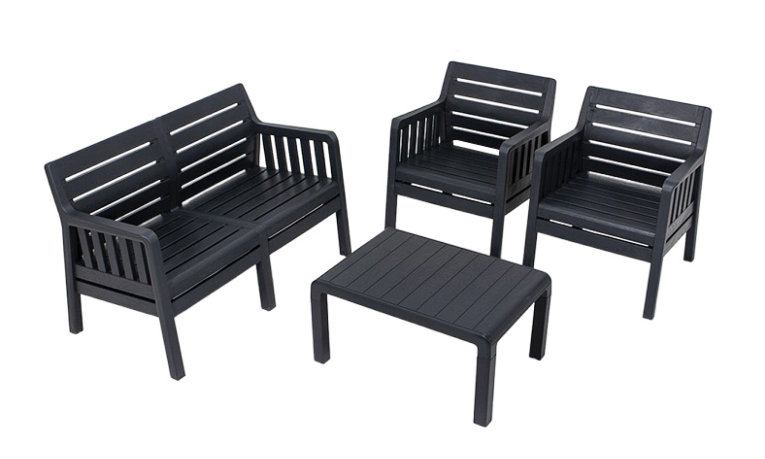 Zestaw ogrodowy czteroosobowy Scrally ze stolikiem z tworzywa sztucznego antracytowy - zdjęcie 1