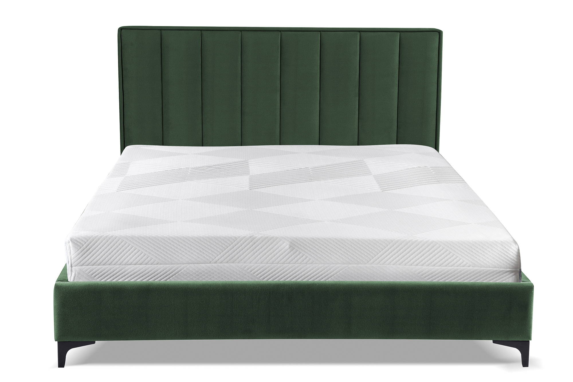 Łóżko tapicerowane 140x200 cm Vergato z pojemnikiem butelkowa zieleń welur łatwoczyszczący - zdjęcie 1