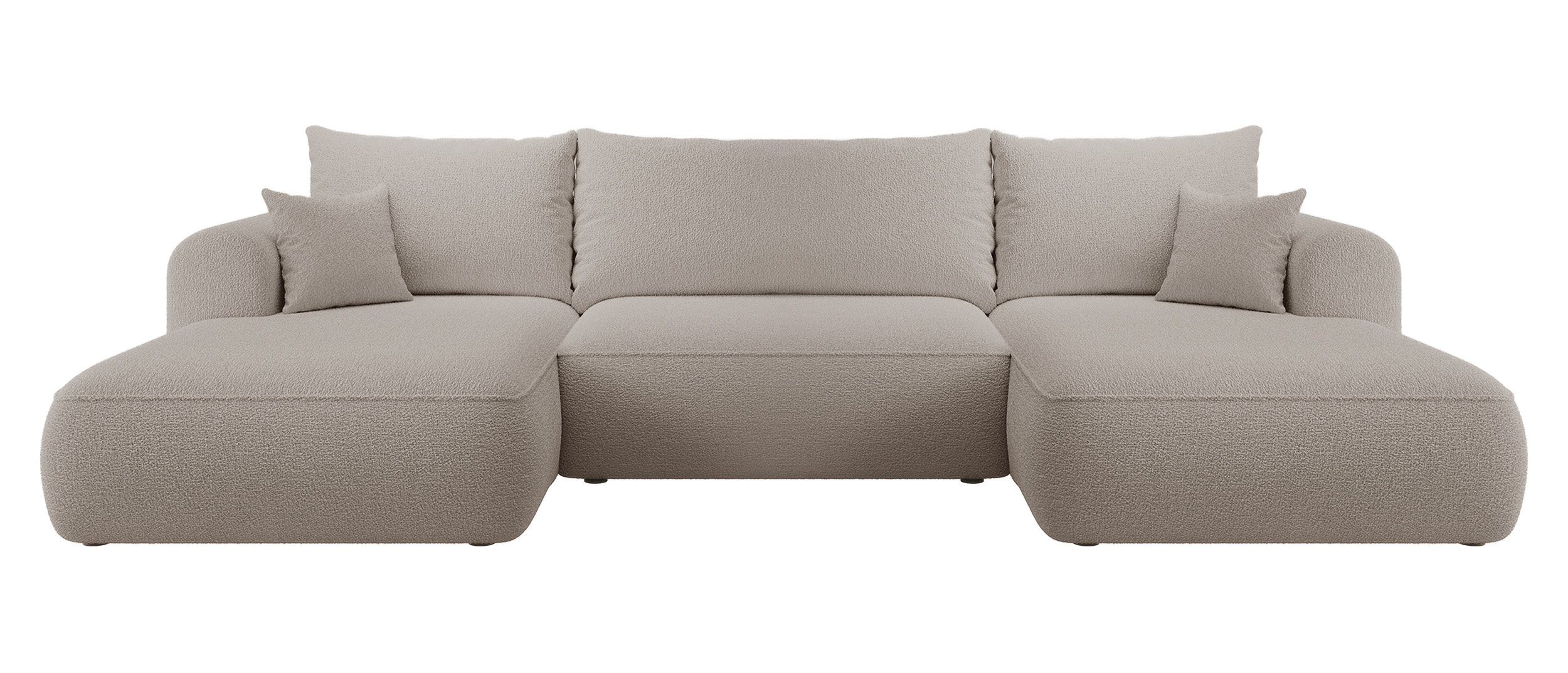 Narożnik z funkcją spania Ovo U-kształtny z pojemnikiem ciemnobeżowy boucle uniwersalny