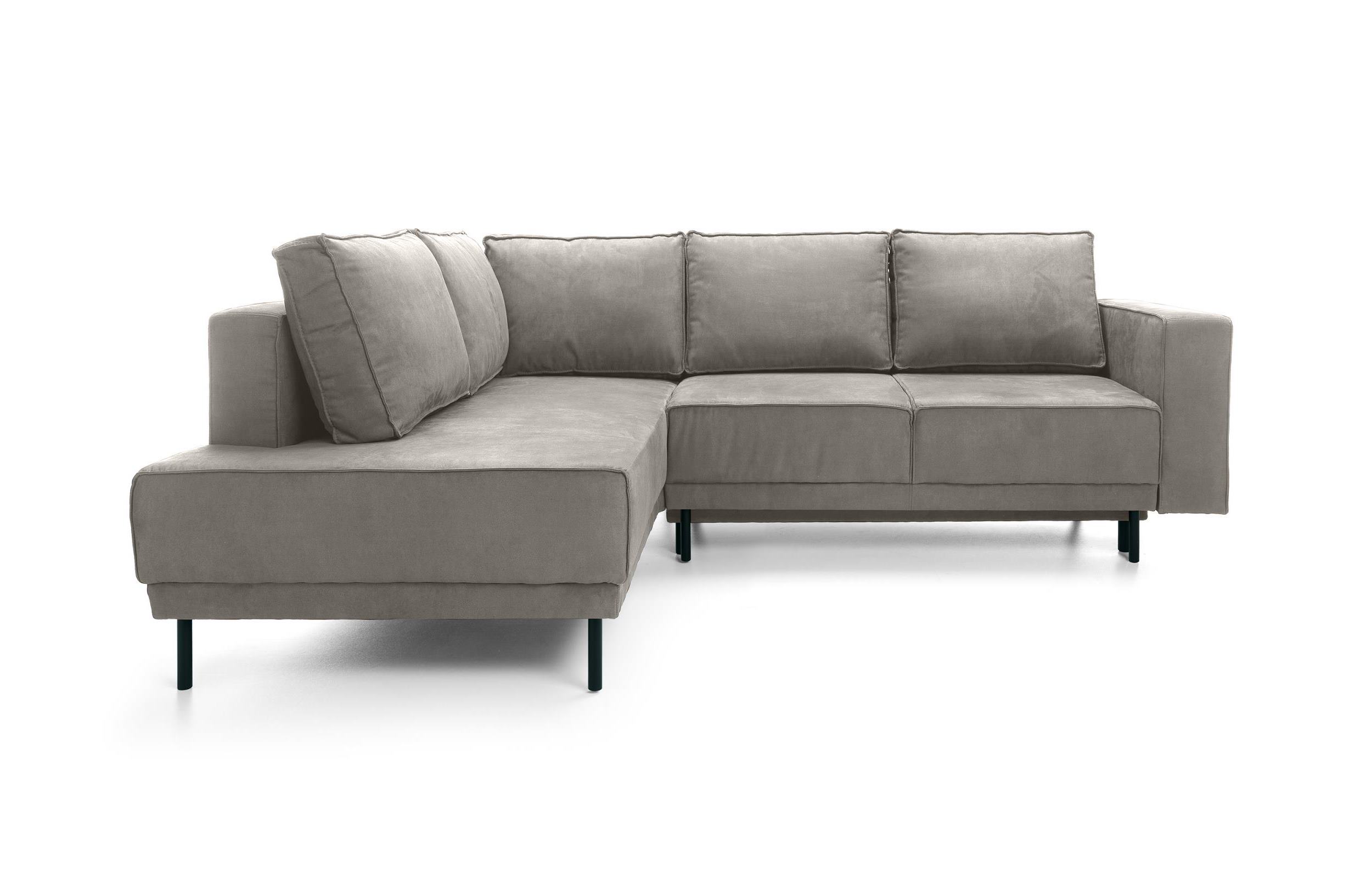 Narożnik z funkcją spania Rodario z pojemnikiem szarobeżowy hydrofobowy lewostronny