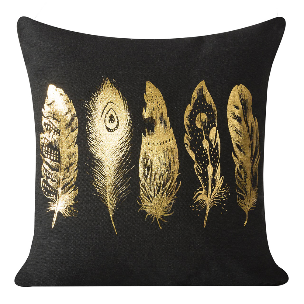 Poszewka na poduszkę Sheyric 40x40 cm ze złotym nadrukiem czarna - zdjęcie 1