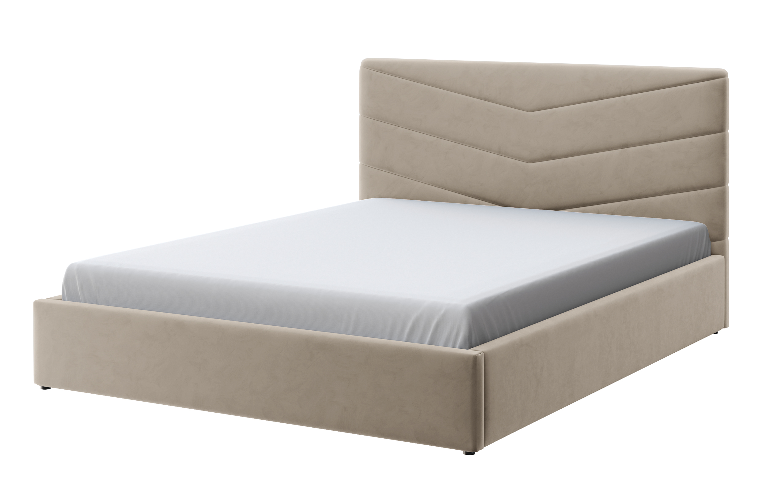 Łóżko tapicerowane Lottaro ciemnobeżowe 140x200 z pojemnikiem stelaż metalowy podnośnik gazowy welur