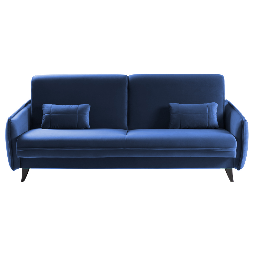 Wersalka rozkładana Mercantino 222 cm z pojemnikiem granatowa welur - zdjęcie 1