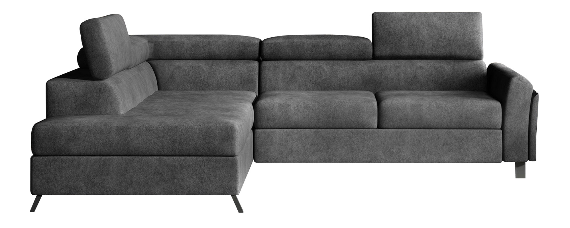 Narożnik z funkcją spania Eustrephus L-kształtny z pojemnikiem ciemnoszary lewostronny - zdjęcie 1