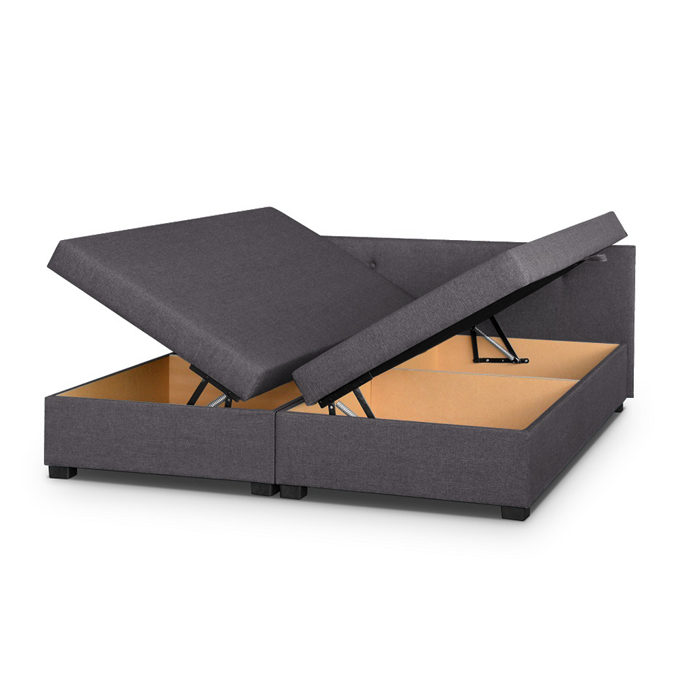 Łóżko kontynentalne 160x200 cm Abosped z pojemnikami szare plecionka