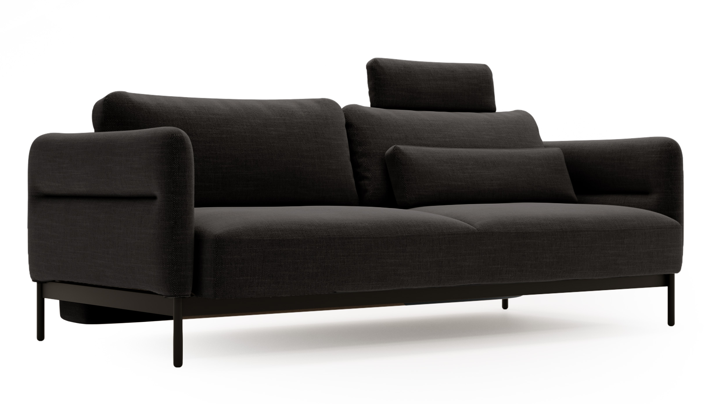 Kanapa rozkładana trzyosobowa Solianero ciemnoszara plecionka - zdjęcie 1