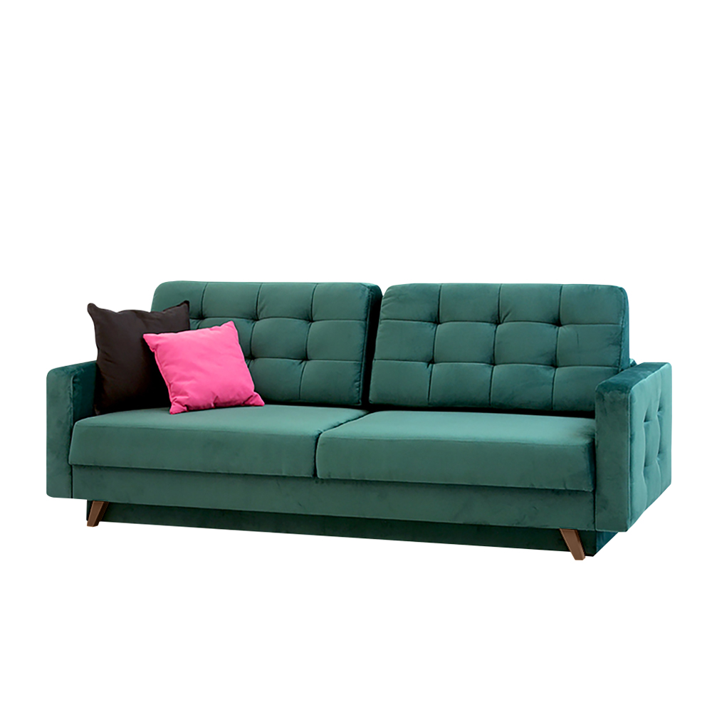 Kanapa rozkładana trzyosobowa Velvet butelkowa zieleń - zdjęcie 1