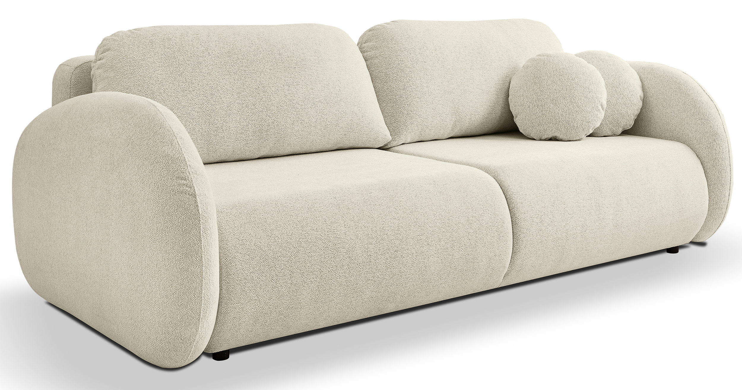 Kanapa rozkładana trzyosobowa Ovally z pojemnikiem beżowa szenil - zdjęcie 1