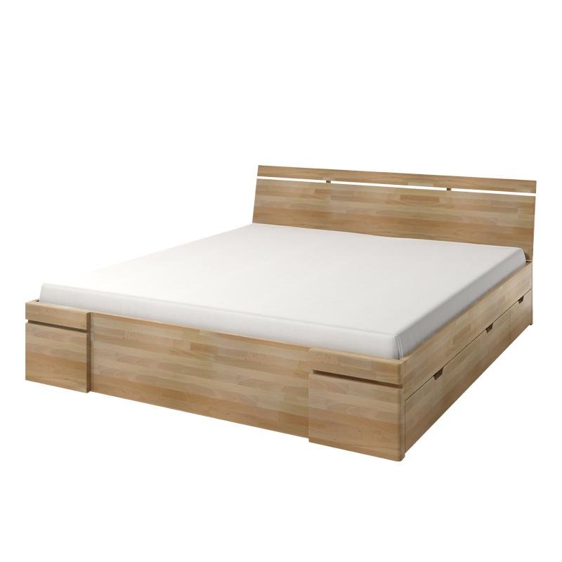 Łóżko Lopar z drewna bukowego z czterema szufladami - zdjęcie 1