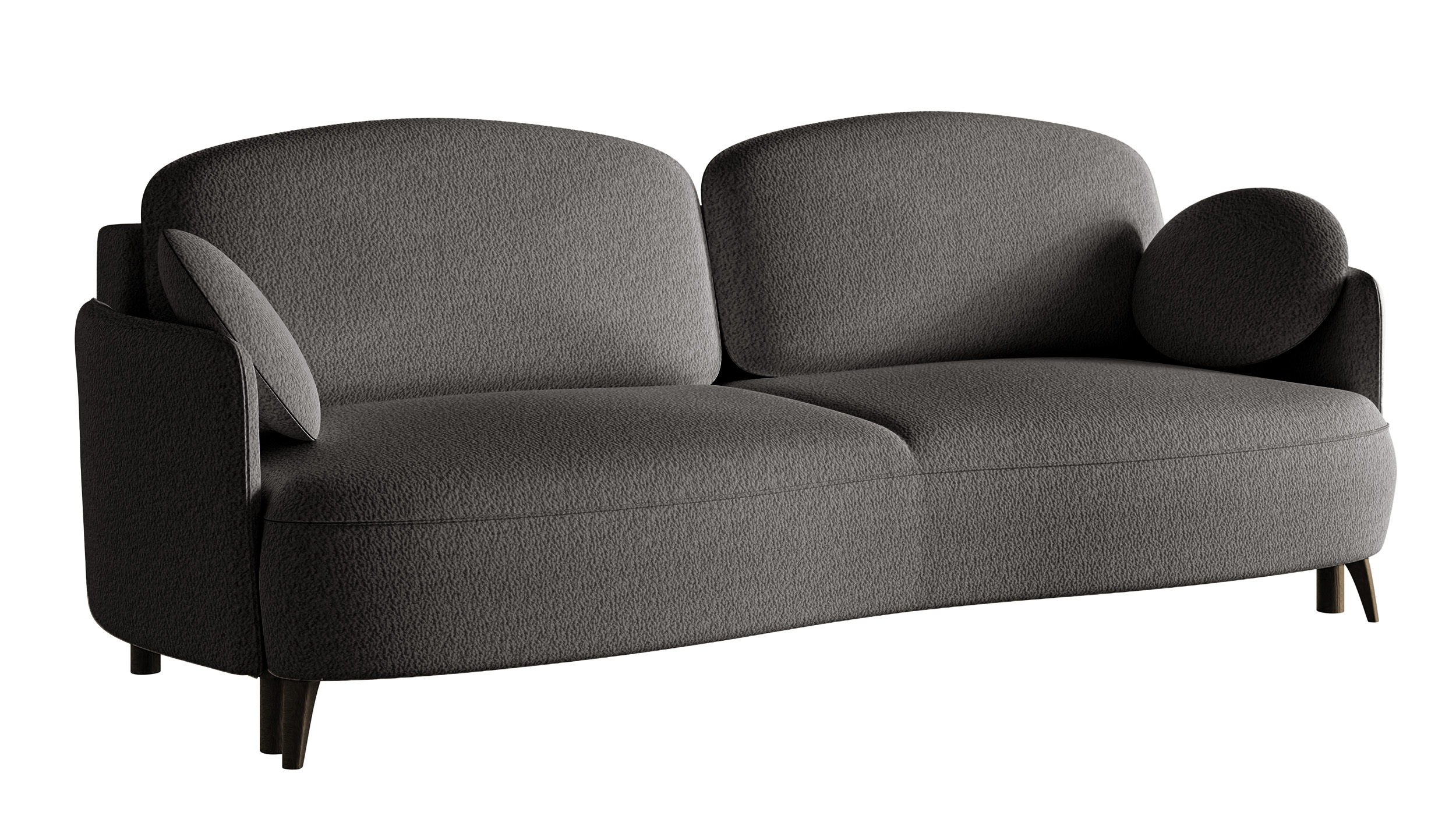 Kanapa rozkładana trzyosobowa Raviolo z pojemnikiem popielata boucle nóżki czarne - zdjęcie 1