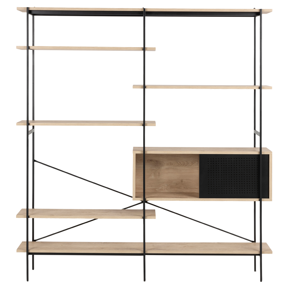 Regał na książki Santov z sześcioma półkami z metalową ramą jasny - zdjęcie 1