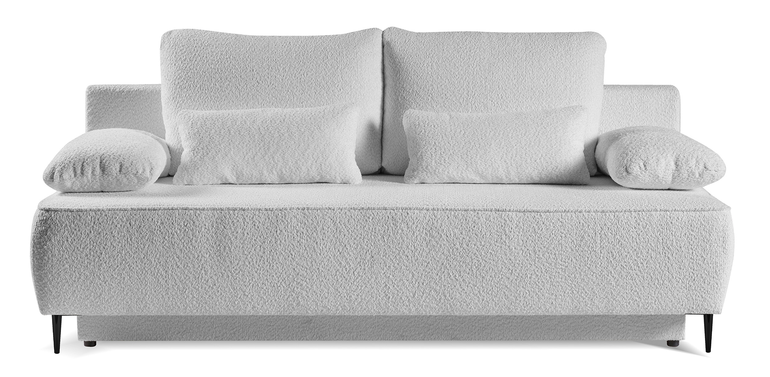 Kanapa rozkładana trzyosobowa Firuze z pojemnikiem jasnoszara boucle czarne nóżki - zdjęcie 1