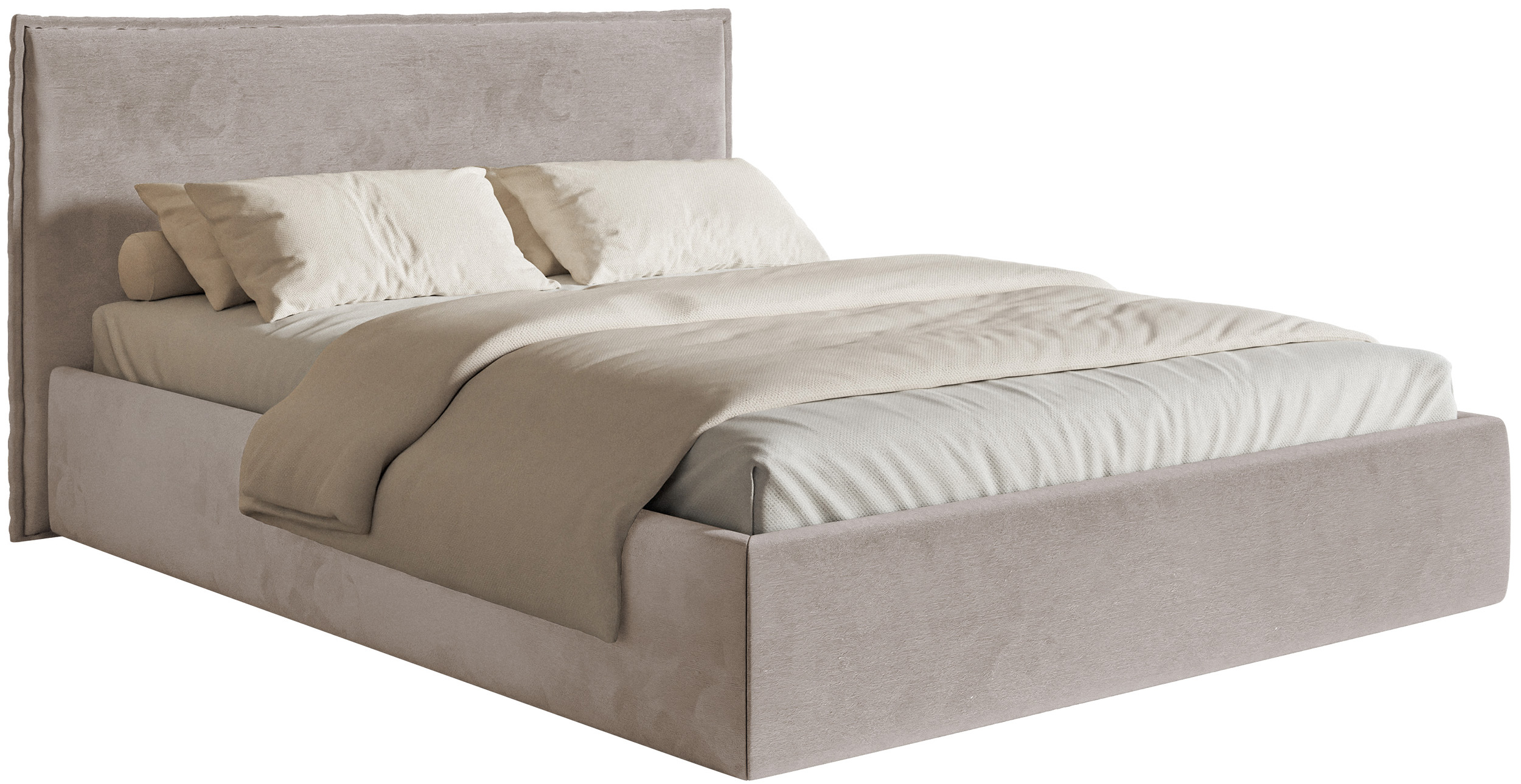 Łóżko tapicerowane 140x200 cm Softie Slim szarobrązowe welur hydrofobowy  - zdjęcie 1