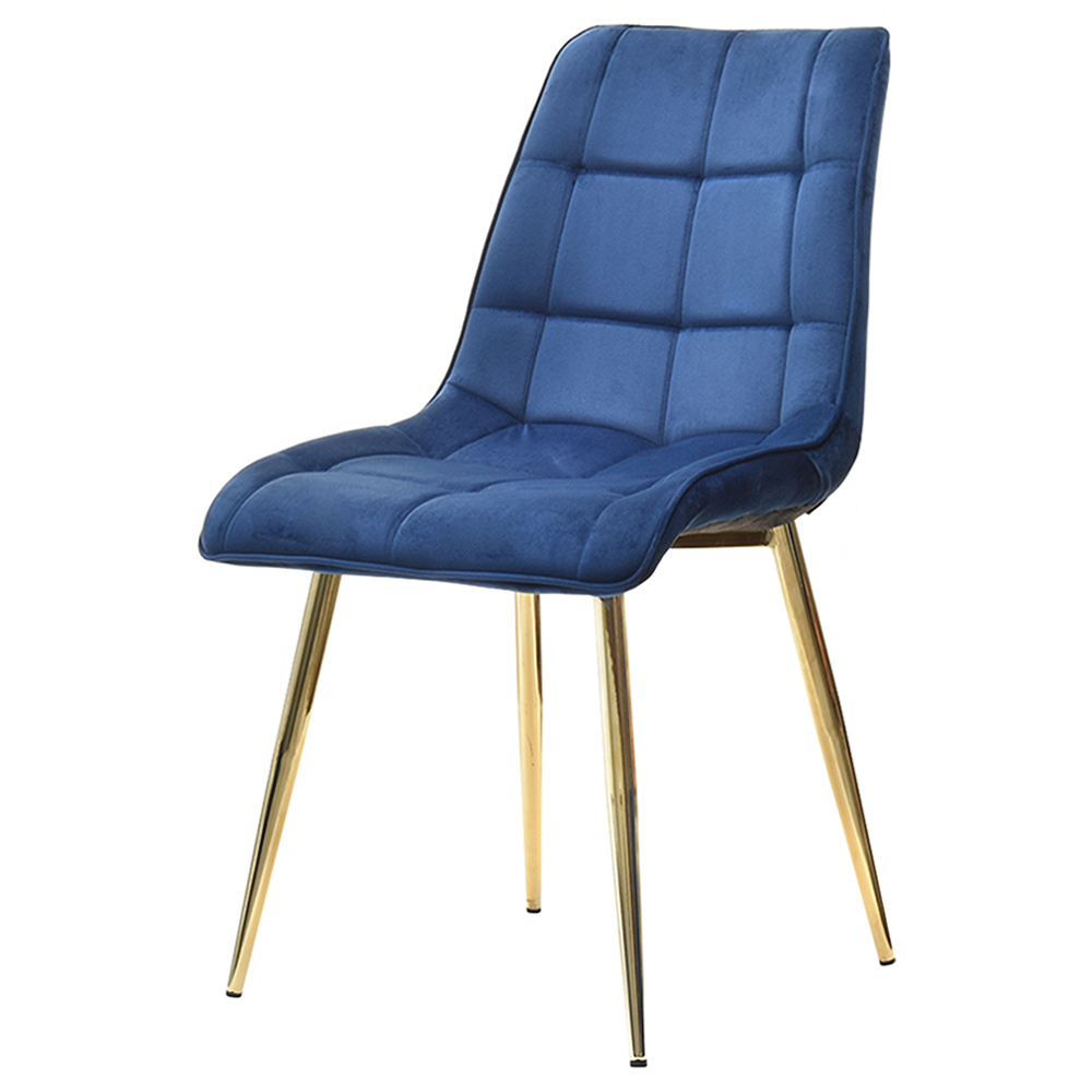 Krzesło tapicerowane Briare granatowe na złotych nóżkach