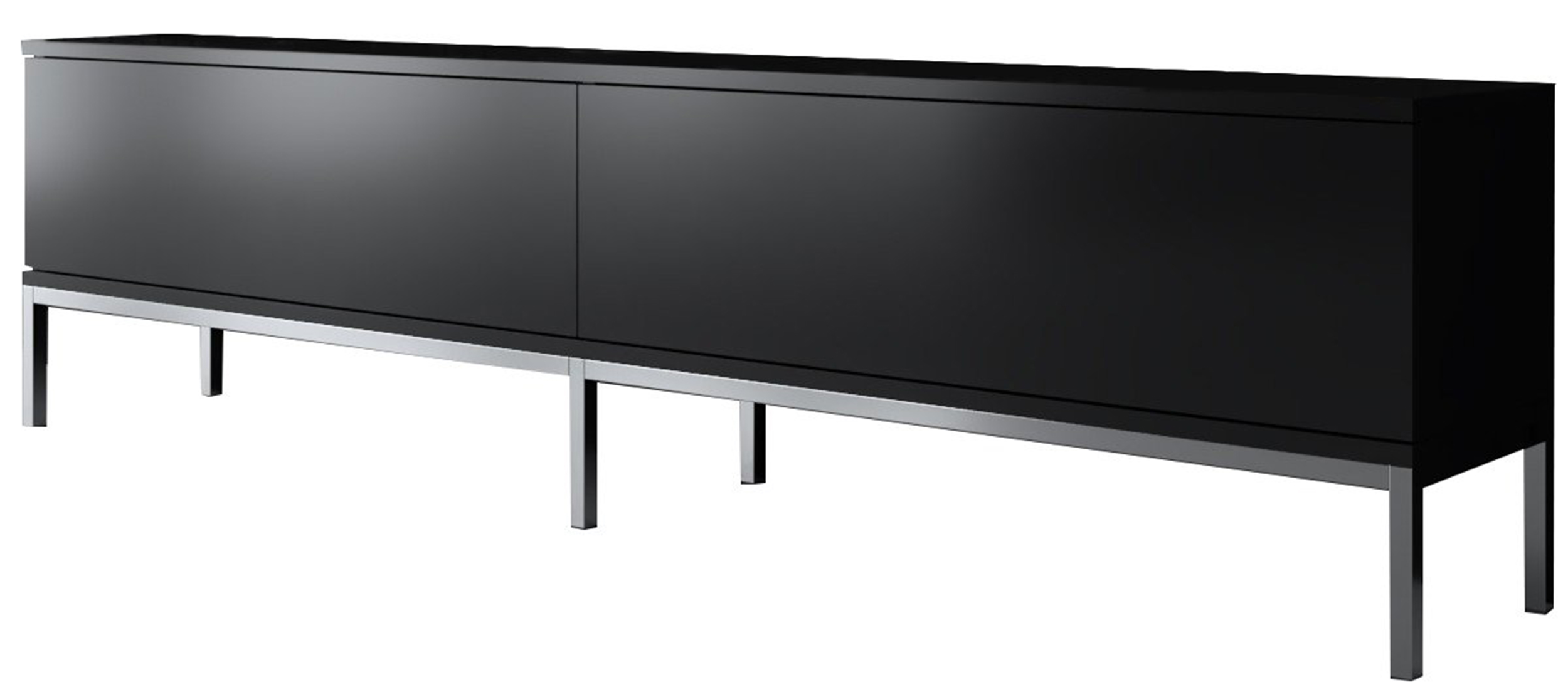 Szafka RTV Ferrostis na srebrnych metalowych nogach czarna - zdjęcie 1