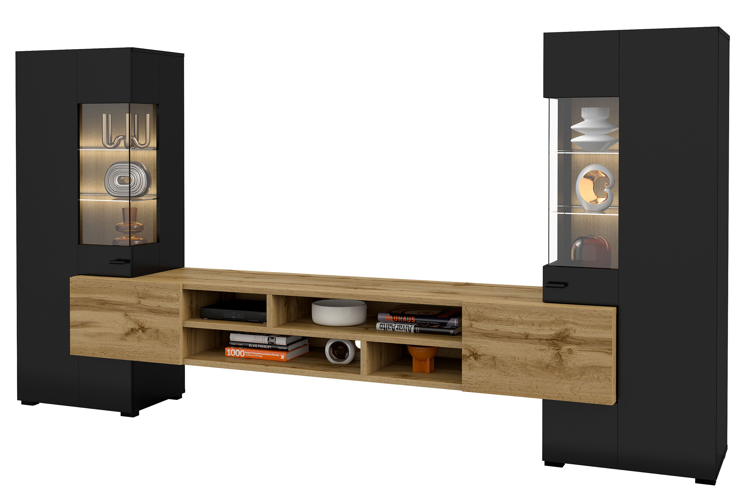 Meblościanka Hartar czarny onyks/dąb Wotan - zdjęcie 1