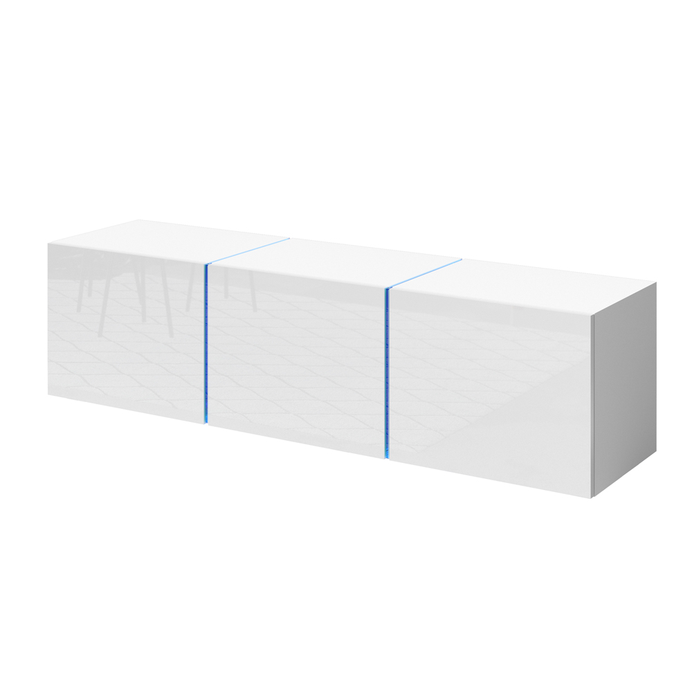 Szafka RTV Bisko 138 cm Biały mat / Biały połysk  - zdjęcie 1