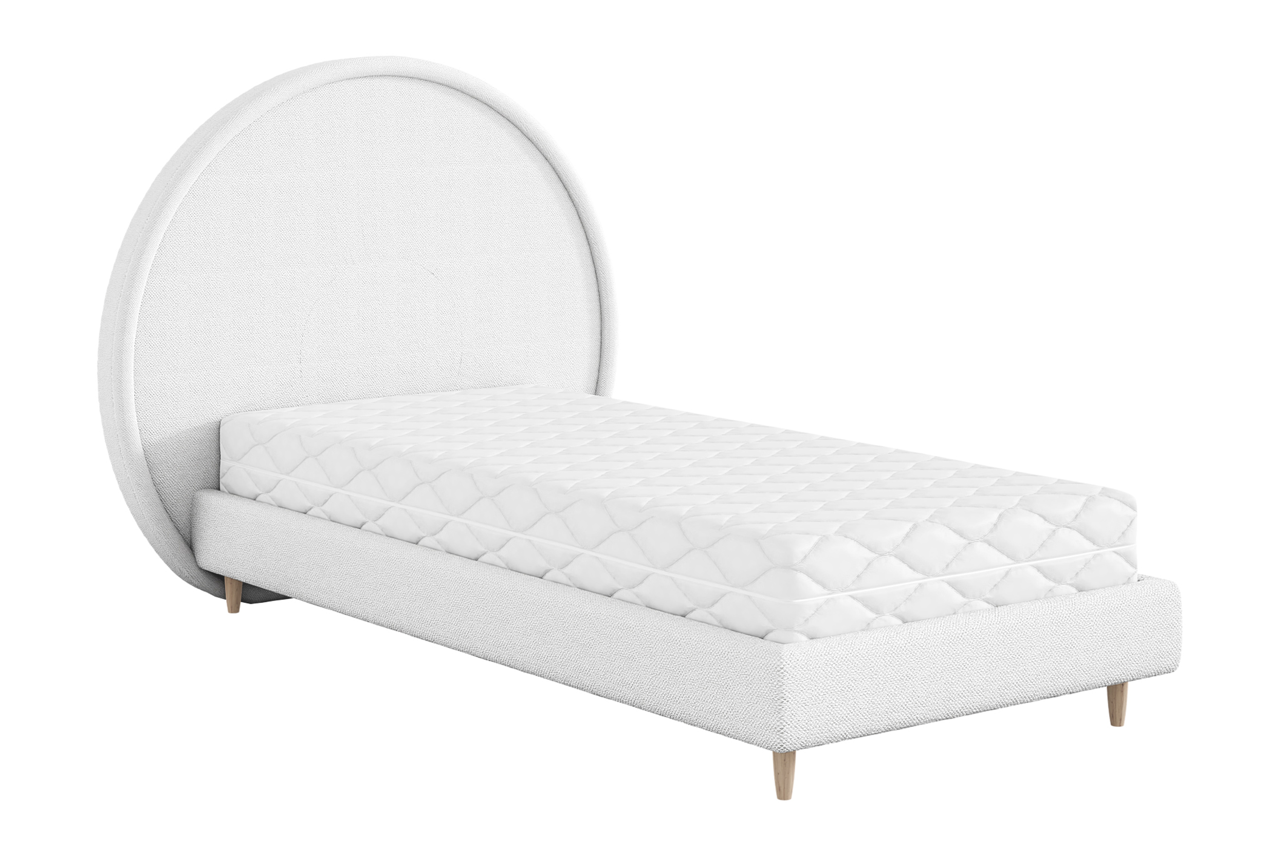 Łóżko dziecięce 90x200 cm Torlino kremowe w tkaninie boucle - zdjęcie 1