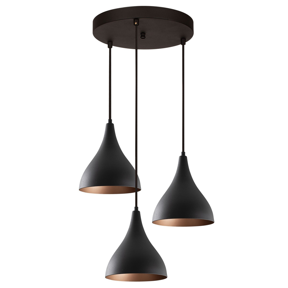 Lampa wisząca Staice x3 na okrągłej podsufitce średnica 46 cm czarna - zdjęcie 1