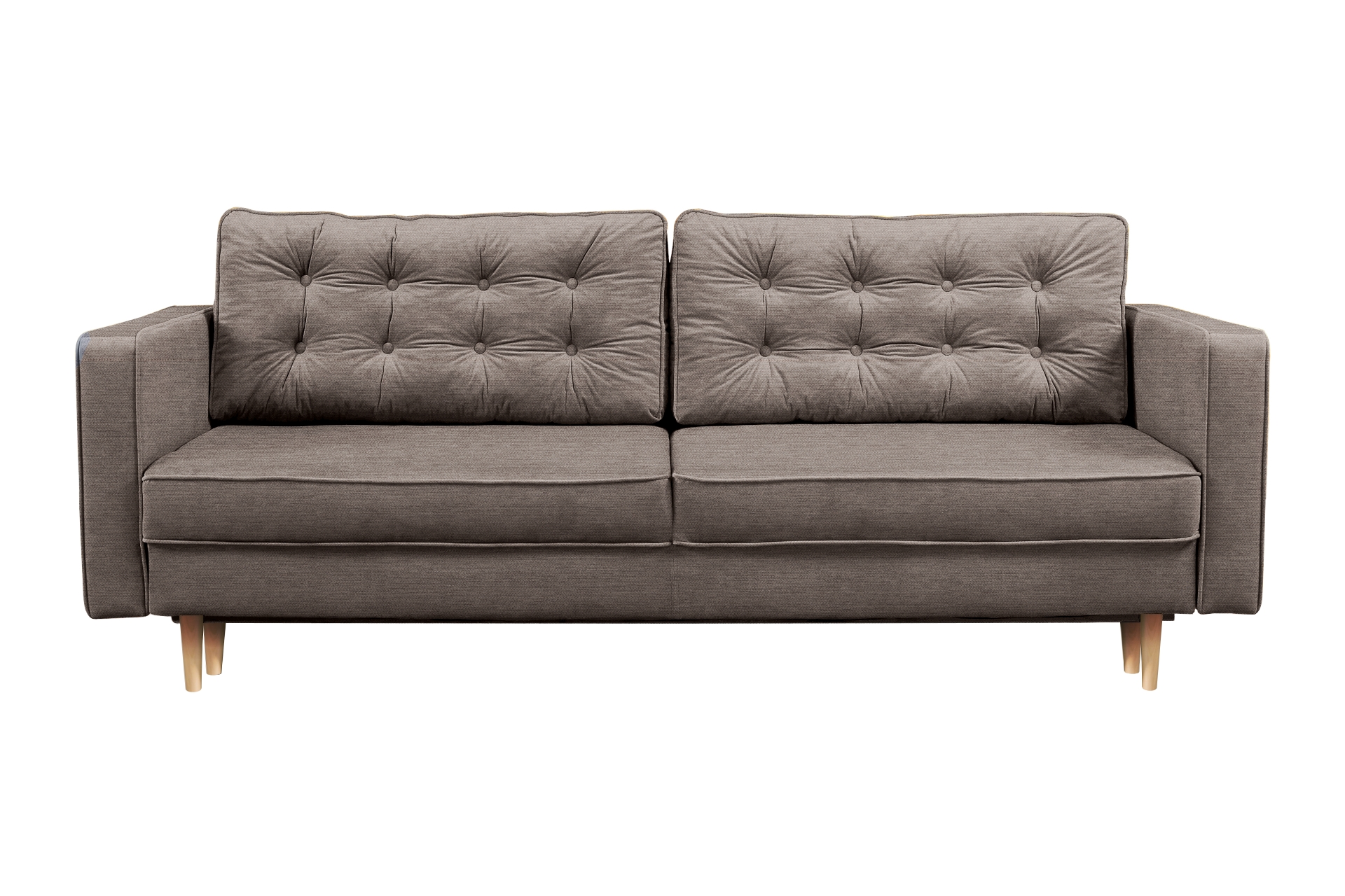 Kanapa rozkładana trzyosobowa Juttic z pojemnikiem beżowa plecionka hydrofobowa - zdjęcie 1