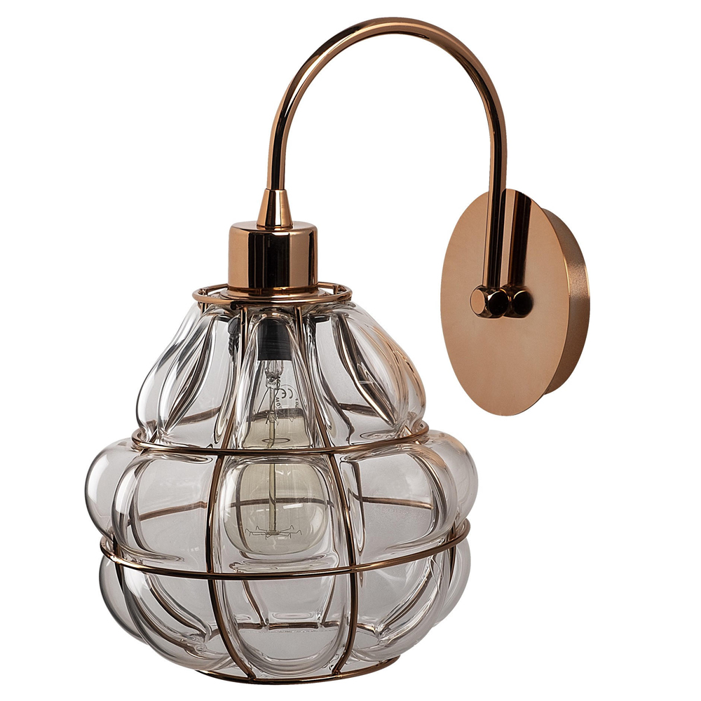 Kinkiet ścienny Coradime szklany gruszka średnica 20 cm miedziany - zdjęcie 1