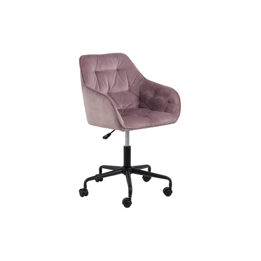 Fotel biurowy tapicerowany Dianerco pudrowy róż welur - zdjęcie 1